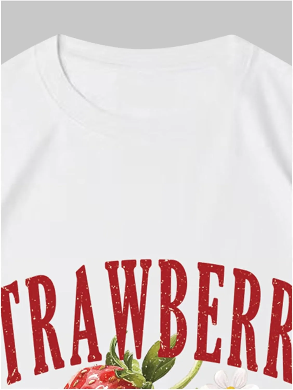 Verdusa Women's Fruit Letter Print Oversized T Shirt Retro Vintage Round Neck Drop Shoulder Tee Tops