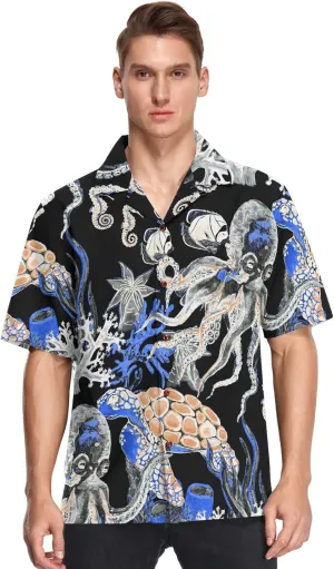 visesunny Novelty Hawaiian Shirts for Men Short Sleeve Aloha Beach Shirt Stylish Tropical Summer Casual Button Down Shirts
