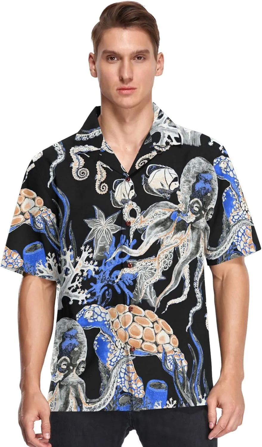 visesunny Novelty Hawaiian Shirts for Men Short Sleeve Aloha Beach Shirt Stylish Tropical Summer Casual Button Down Shirts