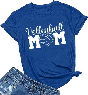 Volleyball Shirts for Women Volleyball Mom Tshirt Short Sleeve Sports Ball Casual Top Game Day Graphic Tee