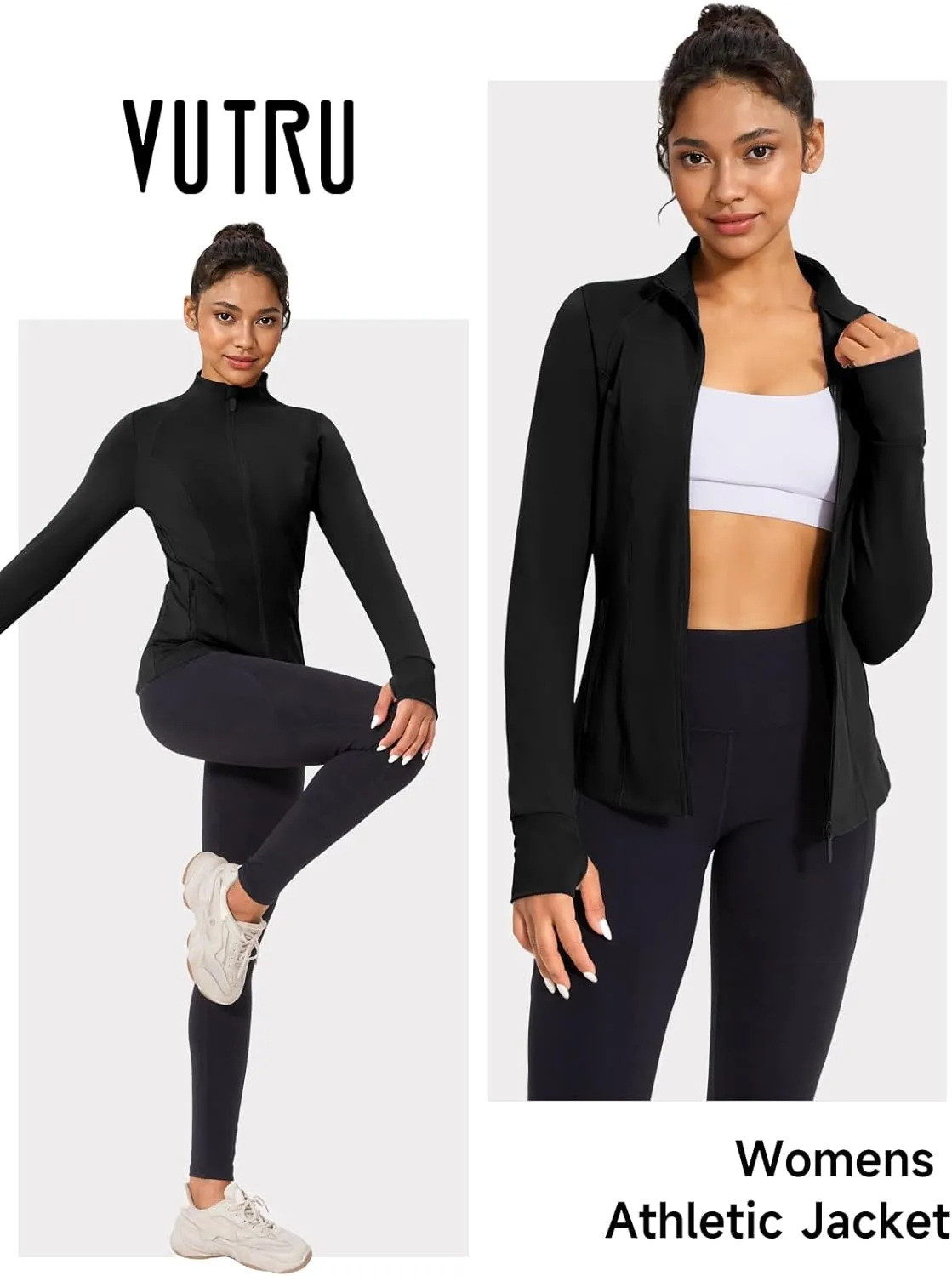 VUTRU Women's Workout Jacket Zip Up Athletic Lightweight Running Yoga Jacket with Pockets