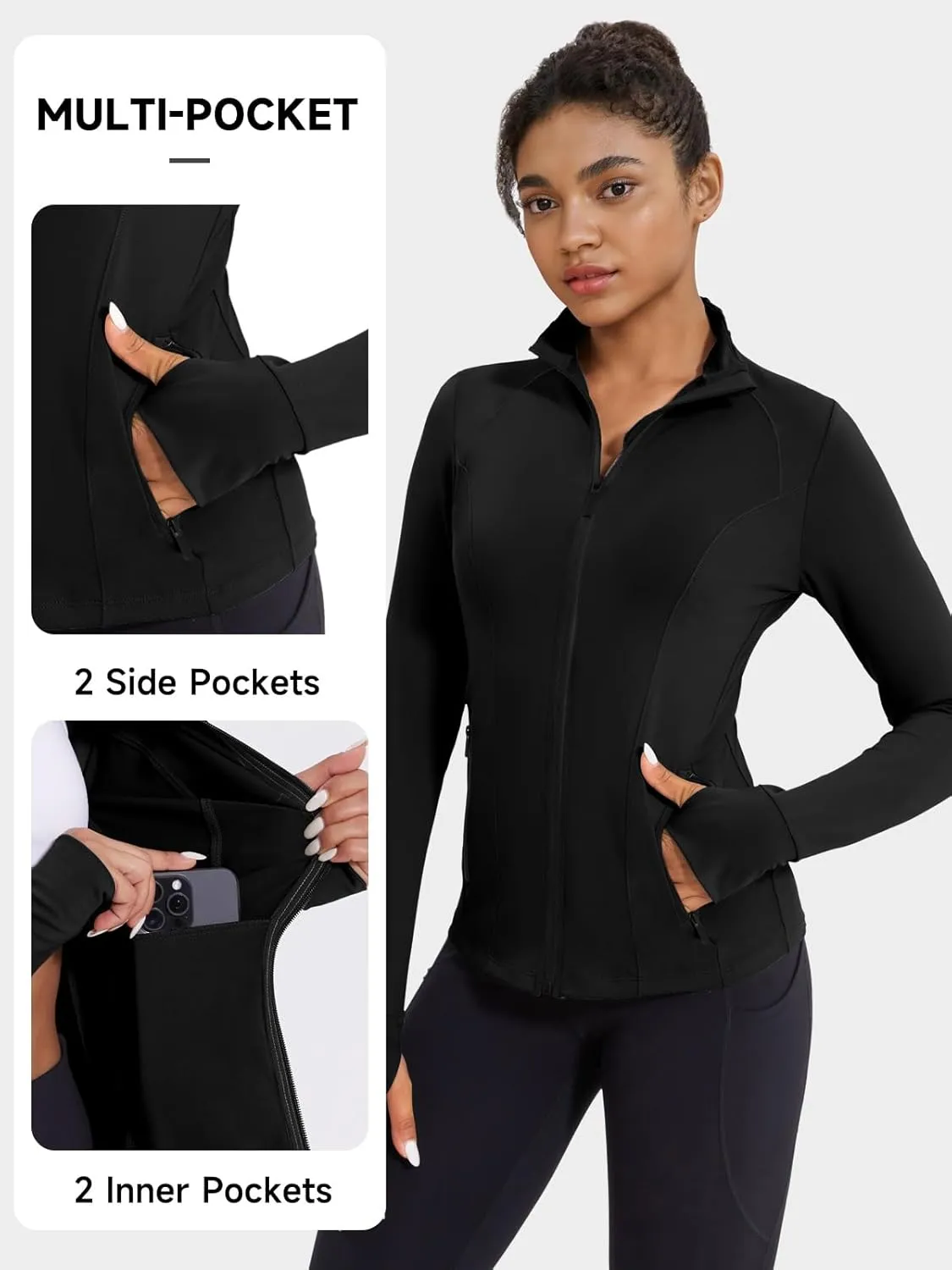 VUTRU Women's Workout Jacket Zip Up Athletic Lightweight Running Yoga Jacket with Pockets