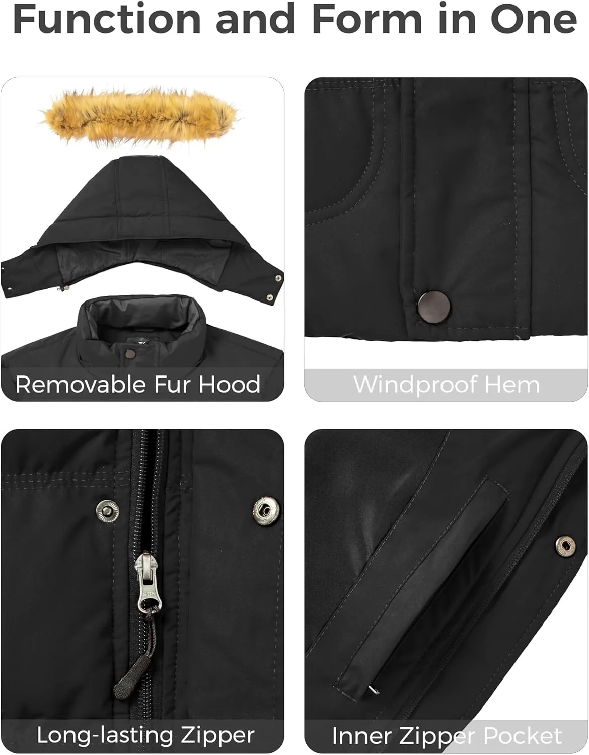 wantdo Men's Winter Puffer Jacket Thicken Winter Coat Warm Padded Jacket with Hood