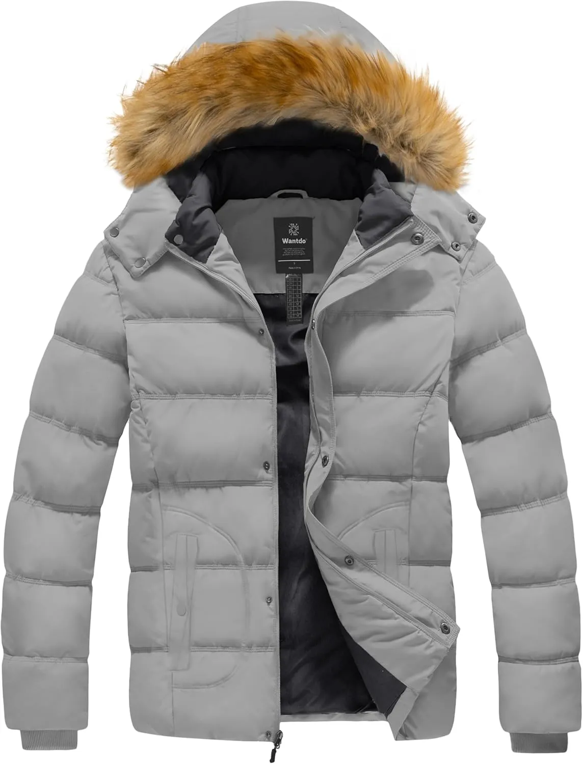 wantdo Men's Winter Puffer Jacket Thicken Winter Coat Warm Padded Jacket with Hood