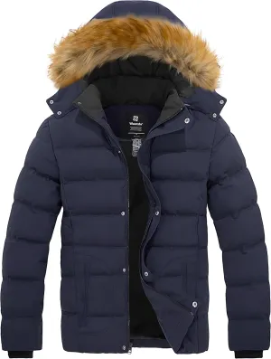 wantdo Men's Winter Puffer Jacket Thicken Winter Coat Warm Padded Jacket with Hood