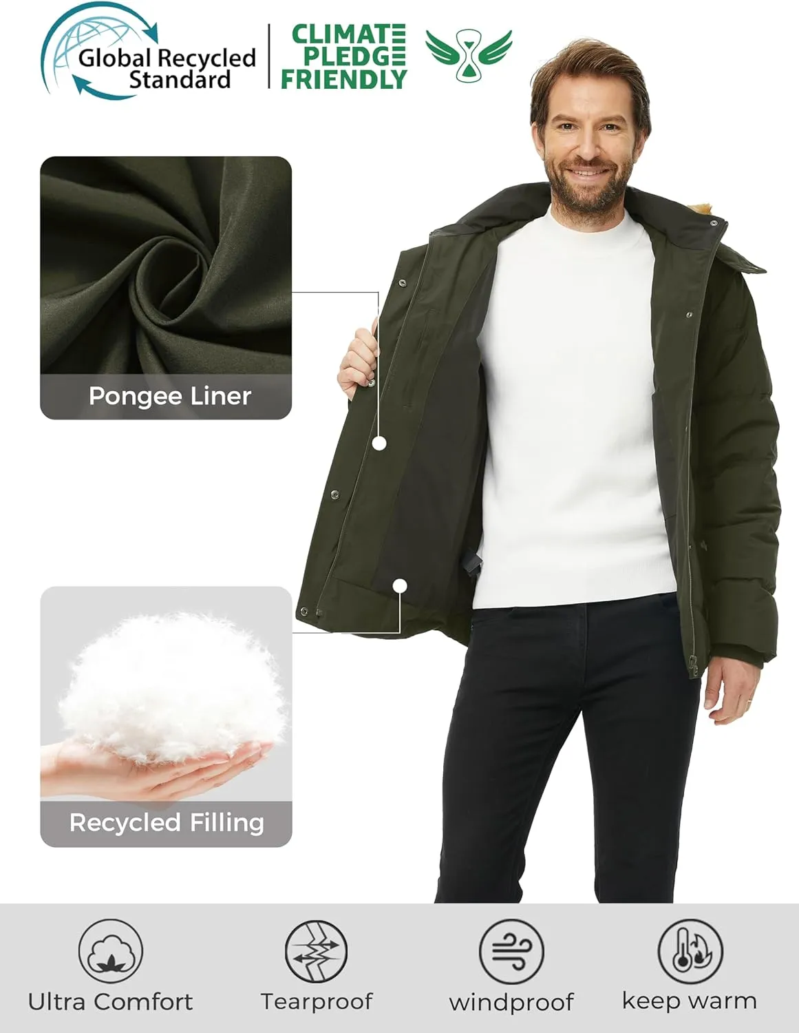 wantdo Men's Winter Puffer Jacket Thicken Winter Coat Warm Padded Jacket with Hood