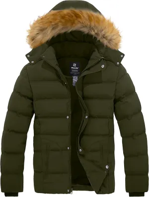 wantdo Men's Winter Puffer Jacket Thicken Winter Coat Warm Padded Jacket with Hood