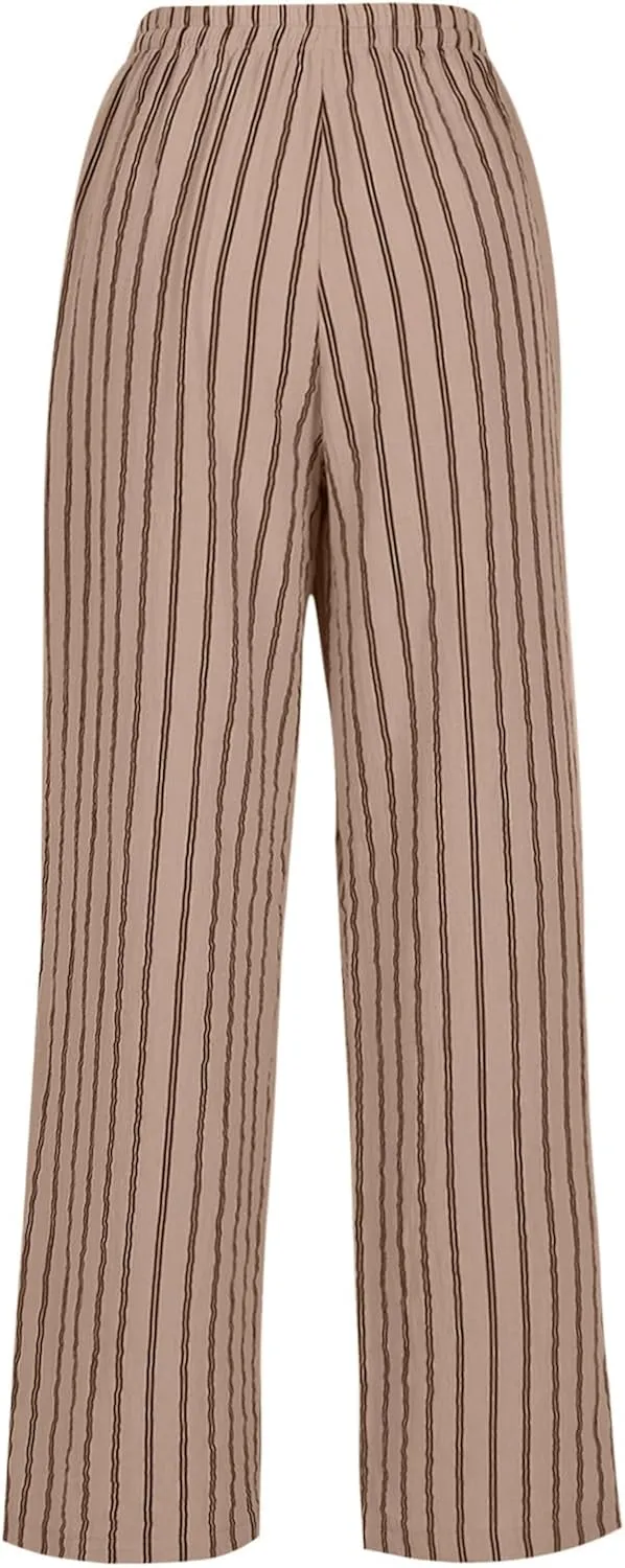 Wide Leg Cotton Linen Pants Women 2025 Summer Lightweight Lounge Pants High Waisted Loose Slacks Trousers with Pockets