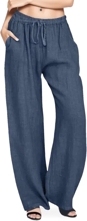 Wide Leg Linen Pants for Women 2025 Baggy Y2K Summer Stretchy Boho Beach Pants High Waist Plus Size Lounge Palazzo Trousers