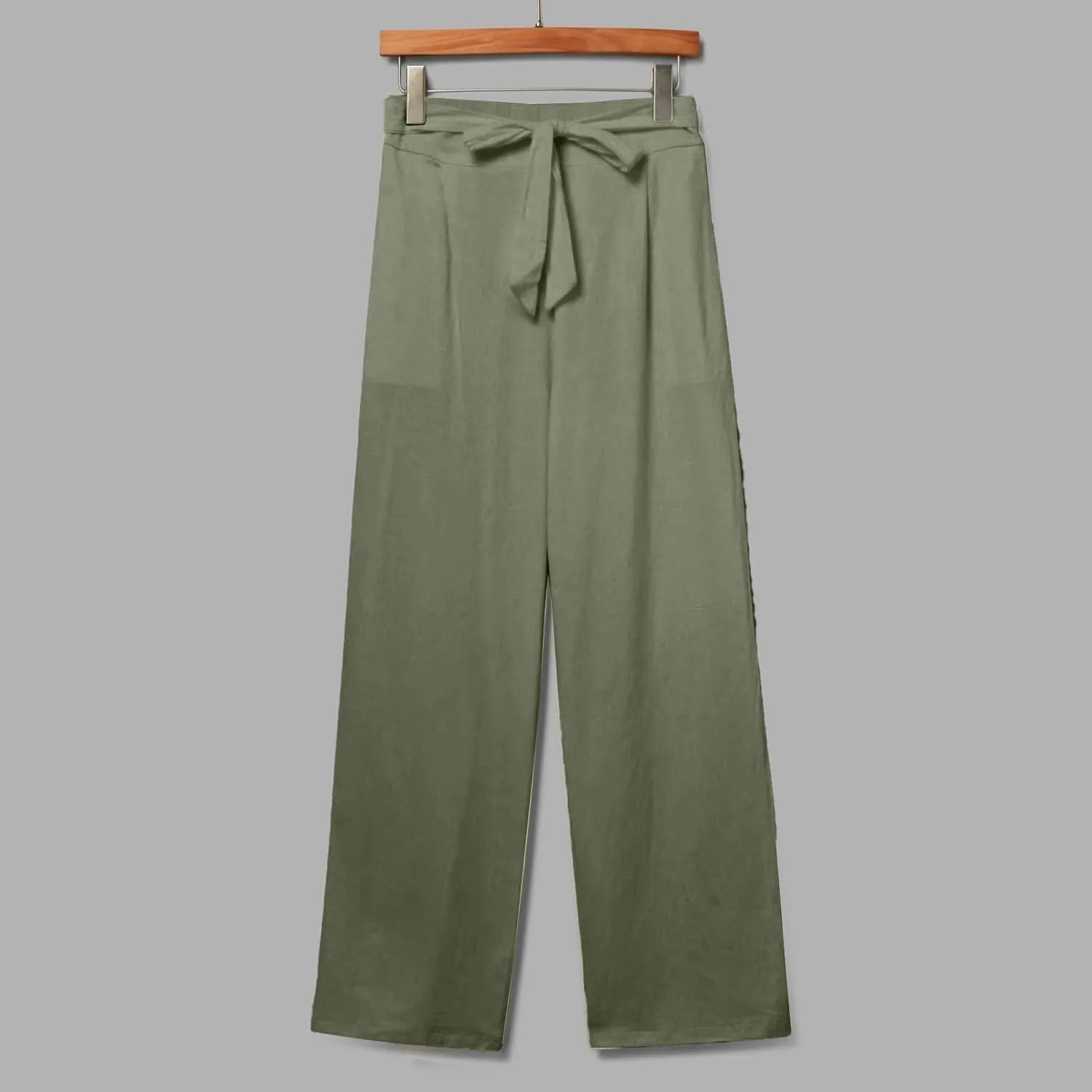 Wide Leg Linen Pants for Women Baggy Lightweight Casual Pants High Waist Drawstring Palazzo Pants Trousers w/Pockets