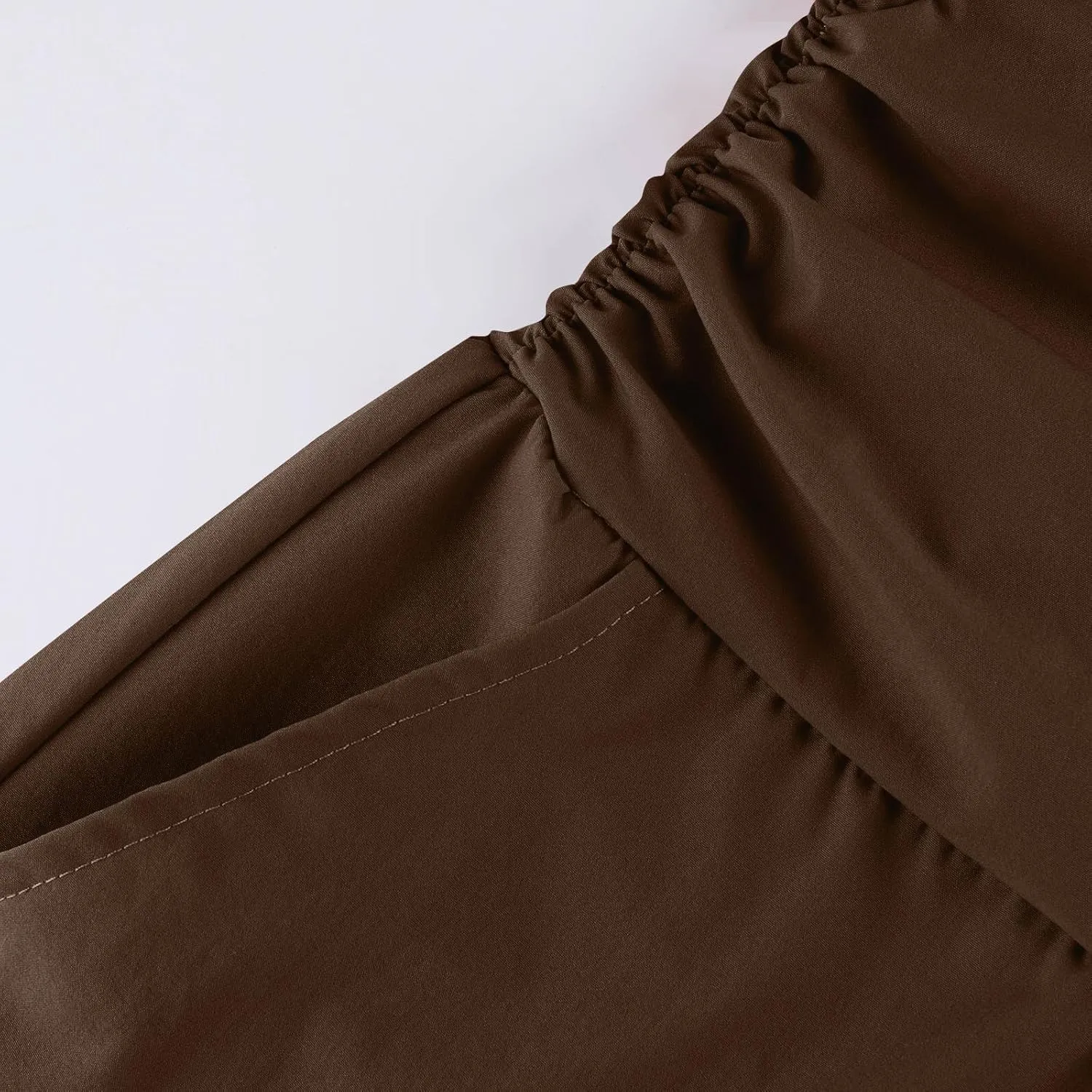 Wide Leg Pants for Womens High Waist Flowy Elastic Waist Loose Trousers Pleated Solid Color Elegant Capris Pants