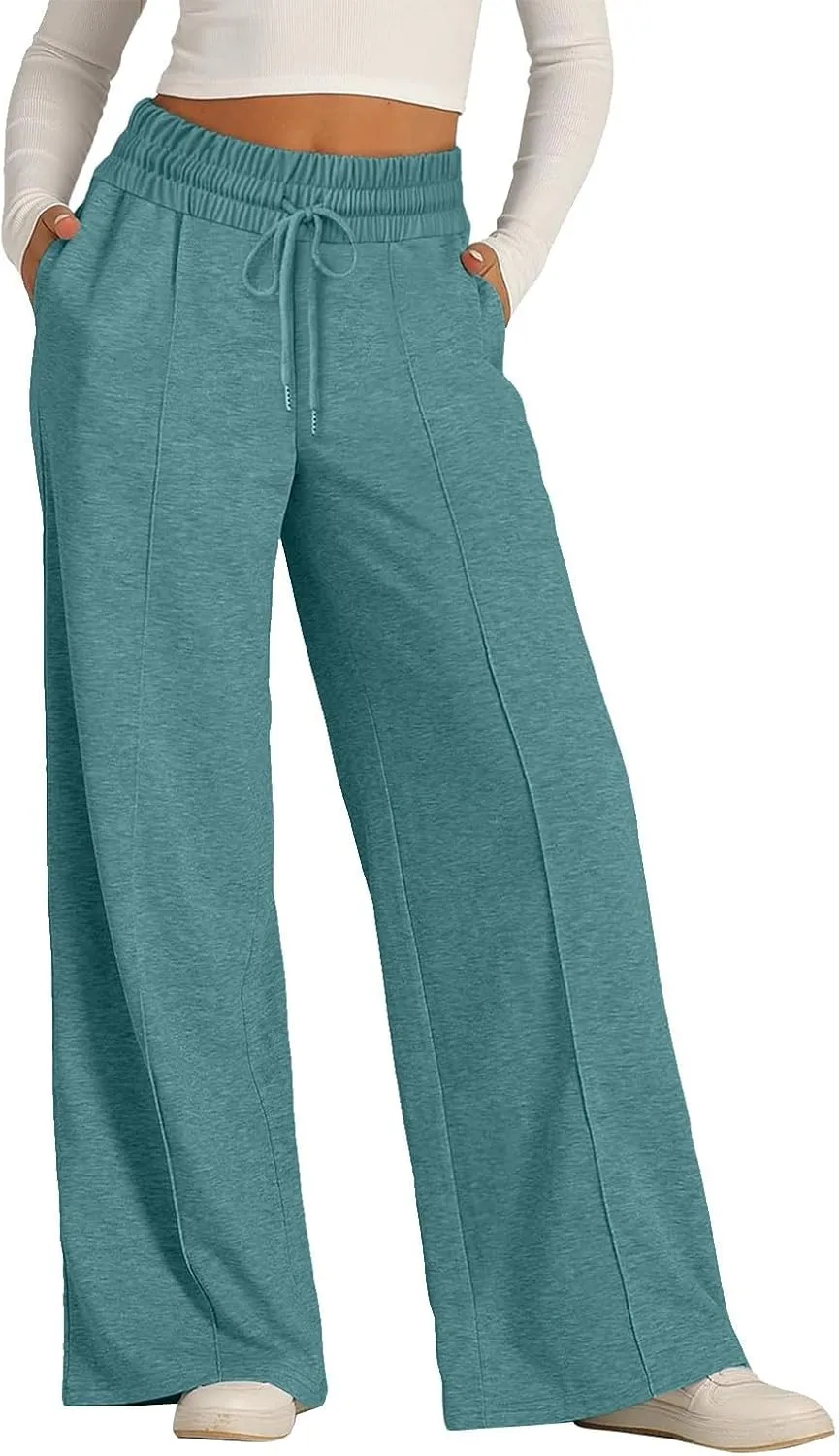 Wide Leg Sweatpants Women Baggy Drawstring Straight Leg Sweatpants High Waist Yoga Pants Lounge Pants with Pockets