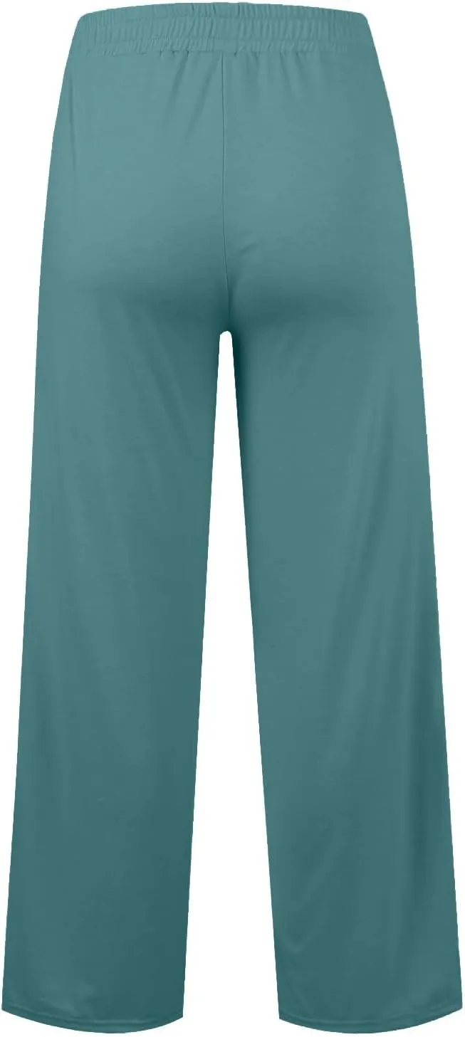 Wide Leg Sweatpants Women Baggy Drawstring Straight Leg Sweatpants High Waist Yoga Pants Lounge Pants with Pockets