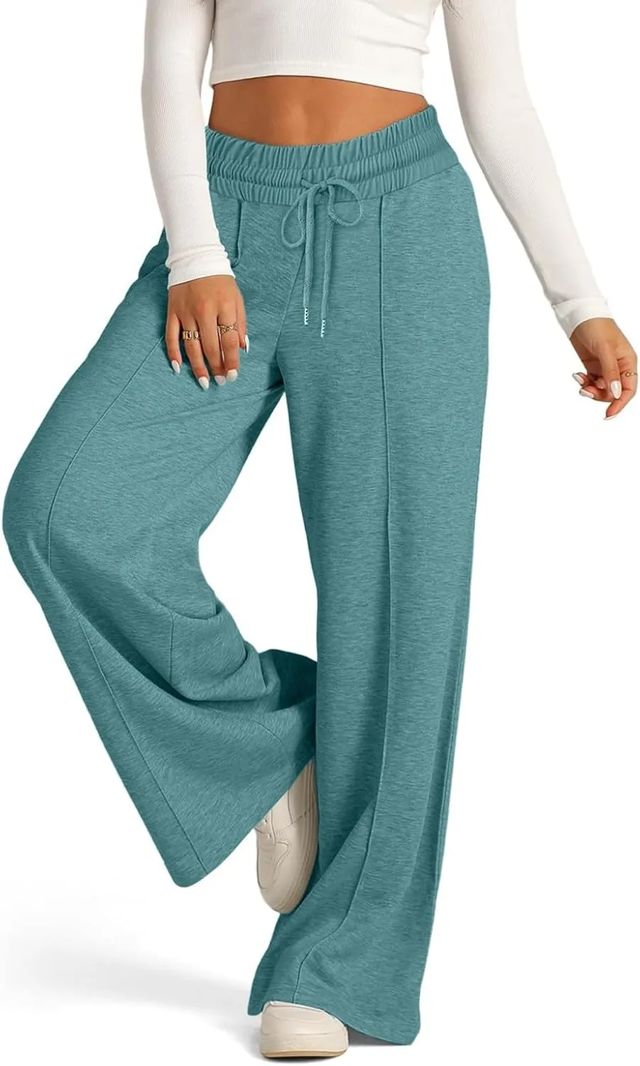 Wide Leg Sweatpants Women Baggy Drawstring Straight Leg Sweatpants High Waist Yoga Pants Lounge Pants with Pockets