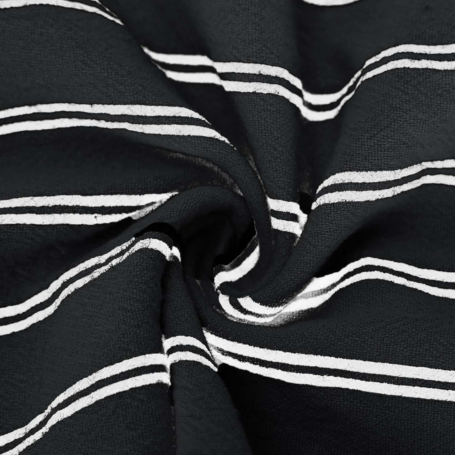 Women Cotton Linen Pants Elastic Waist Striped Wide Leg Palazzo Pant Lounge Casual Beach Clothes Trouser with Pockets