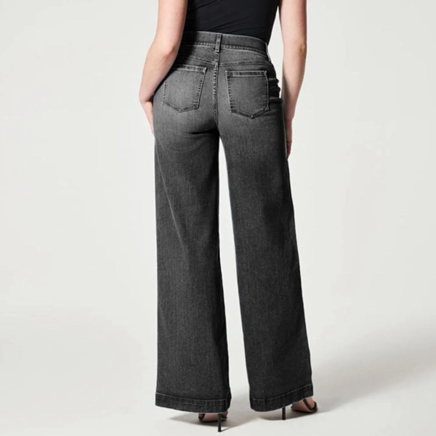 Women Jeans High Waisted Straight Wide Leg Pant Baggy Stretch Pants Casual Loose Business Outdoor Bottoms with Pocket