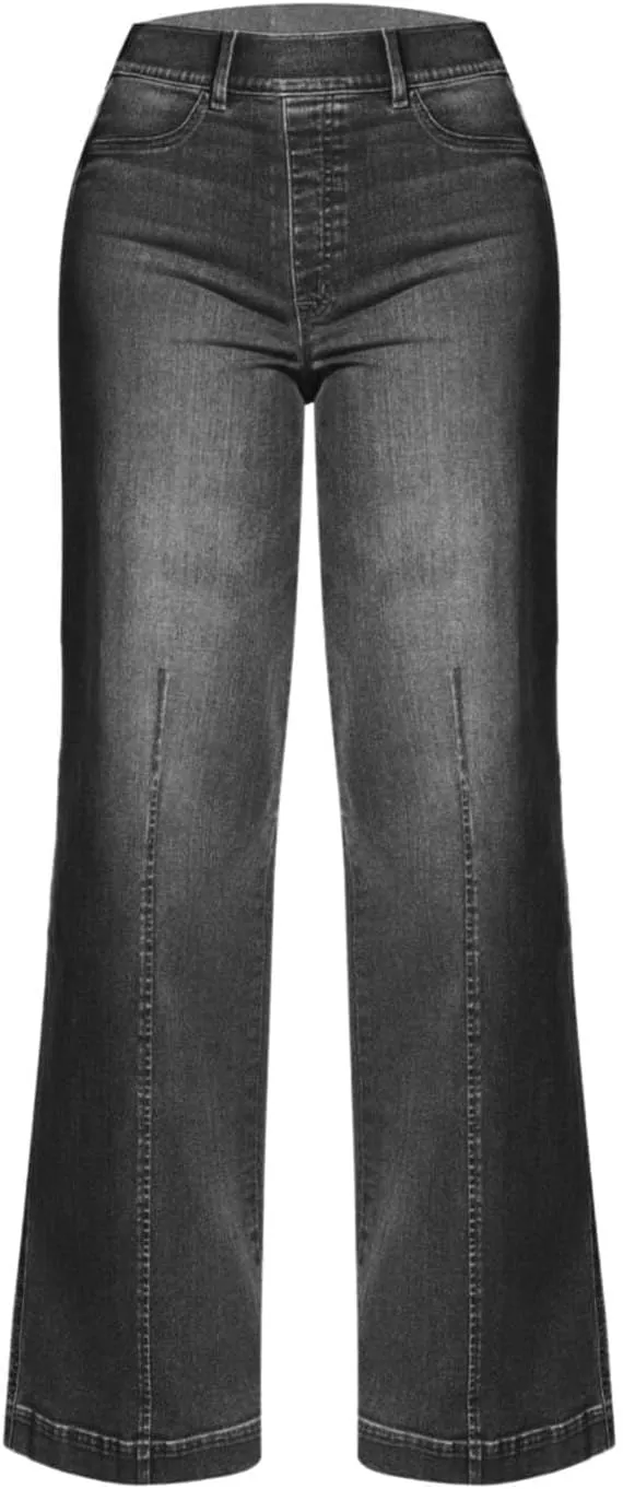 Women Jeans High Waisted Straight Wide Leg Pant Baggy Stretch Pants Casual Loose Business Outdoor Bottoms with Pocket
