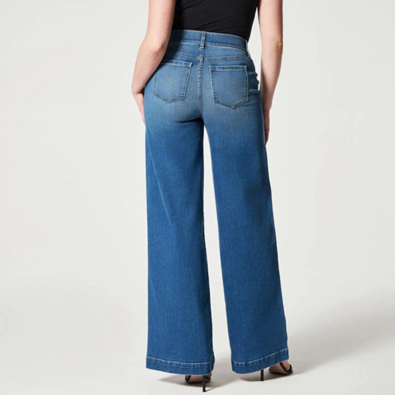 Women Jeans High Waisted Straight Wide Leg Pant Baggy Stretch Pants Casual Loose Business Outdoor Bottoms with Pocket
