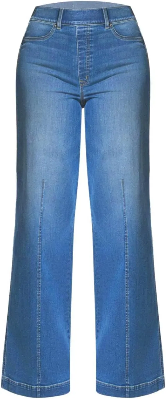 Women Jeans High Waisted Straight Wide Leg Pant Baggy Stretch Pants Casual Loose Business Outdoor Bottoms with Pocket