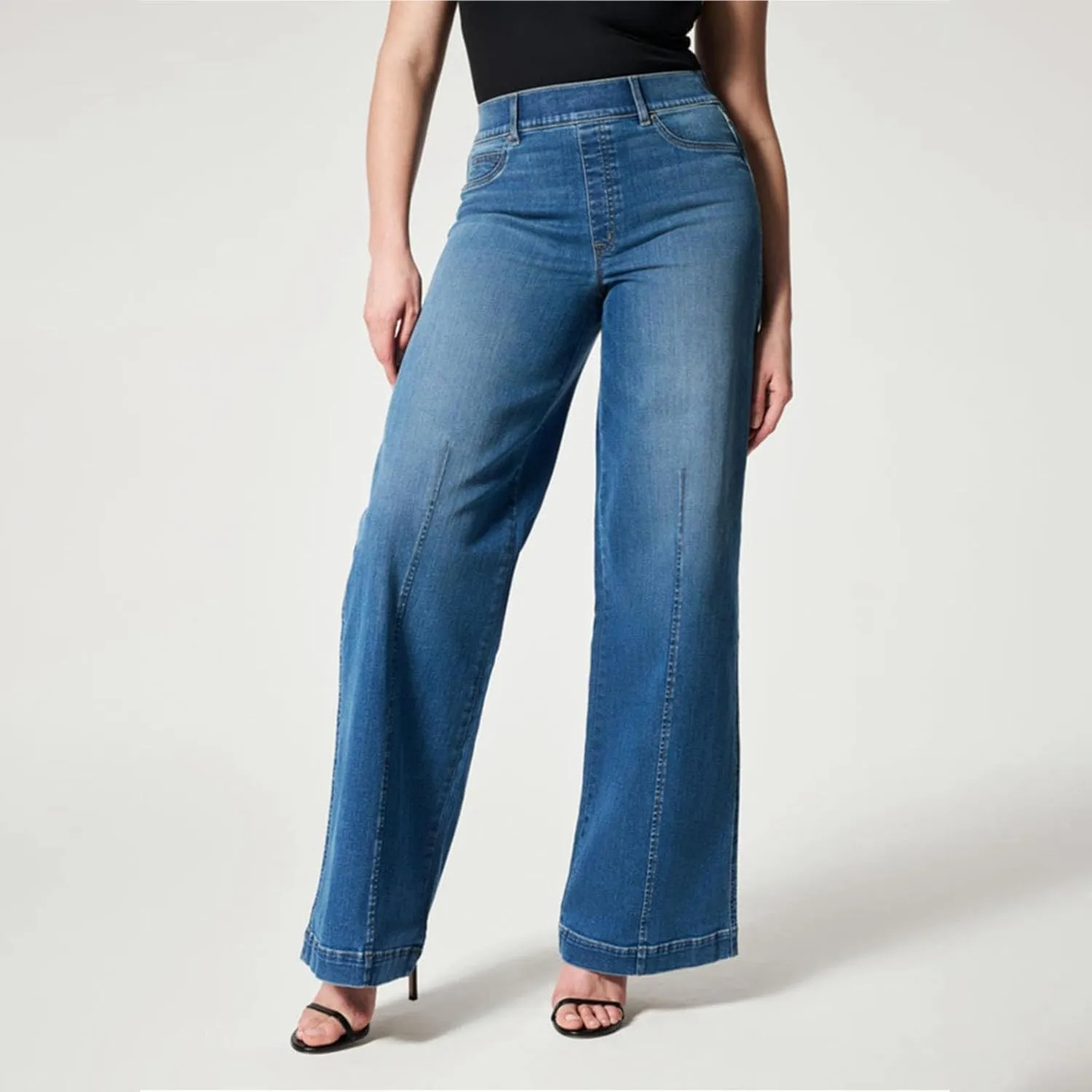 Women Jeans High Waisted Straight Wide Leg Pant Baggy Stretch Pants Casual Loose Business Outdoor Bottoms with Pocket