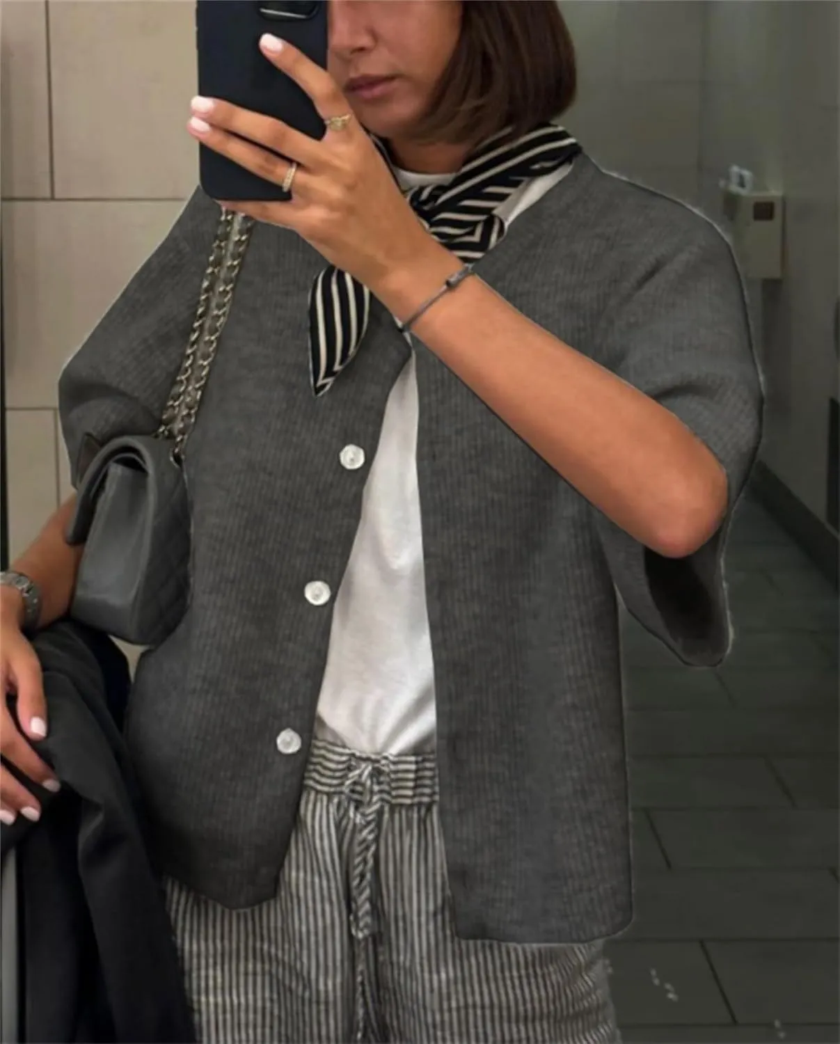 Women Knitted Crop Cardigan Sweater Short Sleeve Button Down Ribbed Knit Crop Top Blouse Y2k Pullover Tee Tops