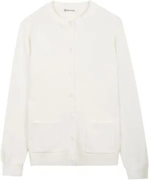 Women Thick Button Down Cardigan Sweaters Crew Neck Medium Weight Long Sleeve