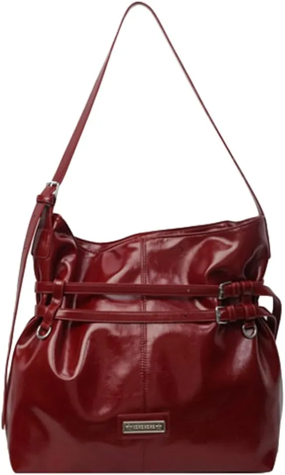 Women Vegan Leather Shoulder Bag Hobo Bag Trendy Tote Bag Purse Slouchy Crossbody Bag Adjustable Stap