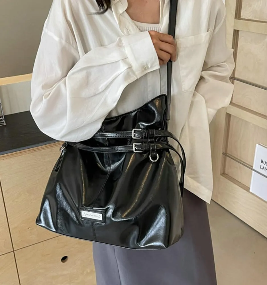 Women Vegan Leather Shoulder Bag Hobo Bag Trendy Tote Bag Purse Slouchy Crossbody Bag Adjustable Stap