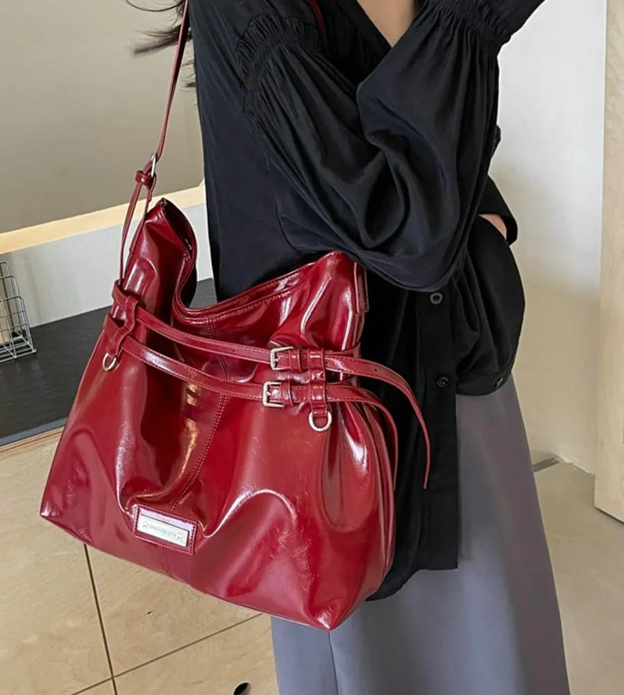 Women Vegan Leather Shoulder Bag Hobo Bag Trendy Tote Bag Purse Slouchy Crossbody Bag Adjustable Stap