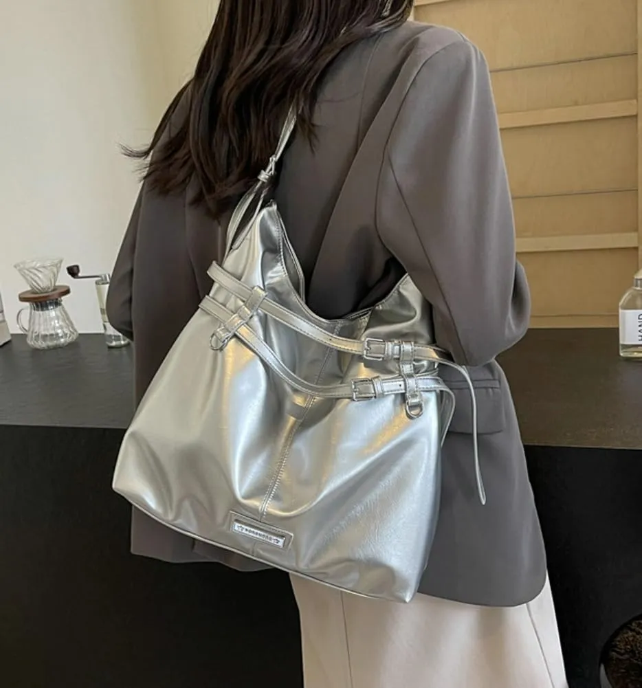 Women Vegan Leather Shoulder Bag Hobo Bag Trendy Tote Bag Purse Slouchy Crossbody Bag Adjustable Stap