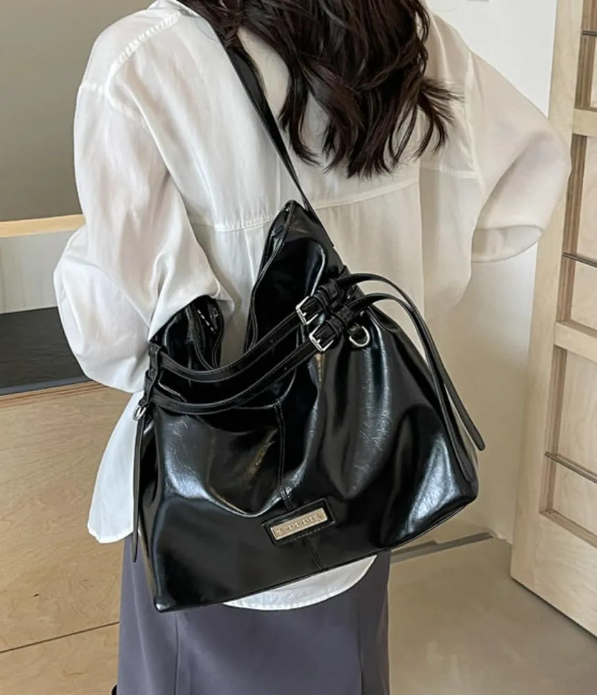 Women Vegan Leather Shoulder Bag Hobo Bag Trendy Tote Bag Purse Slouchy Crossbody Bag Adjustable Stap