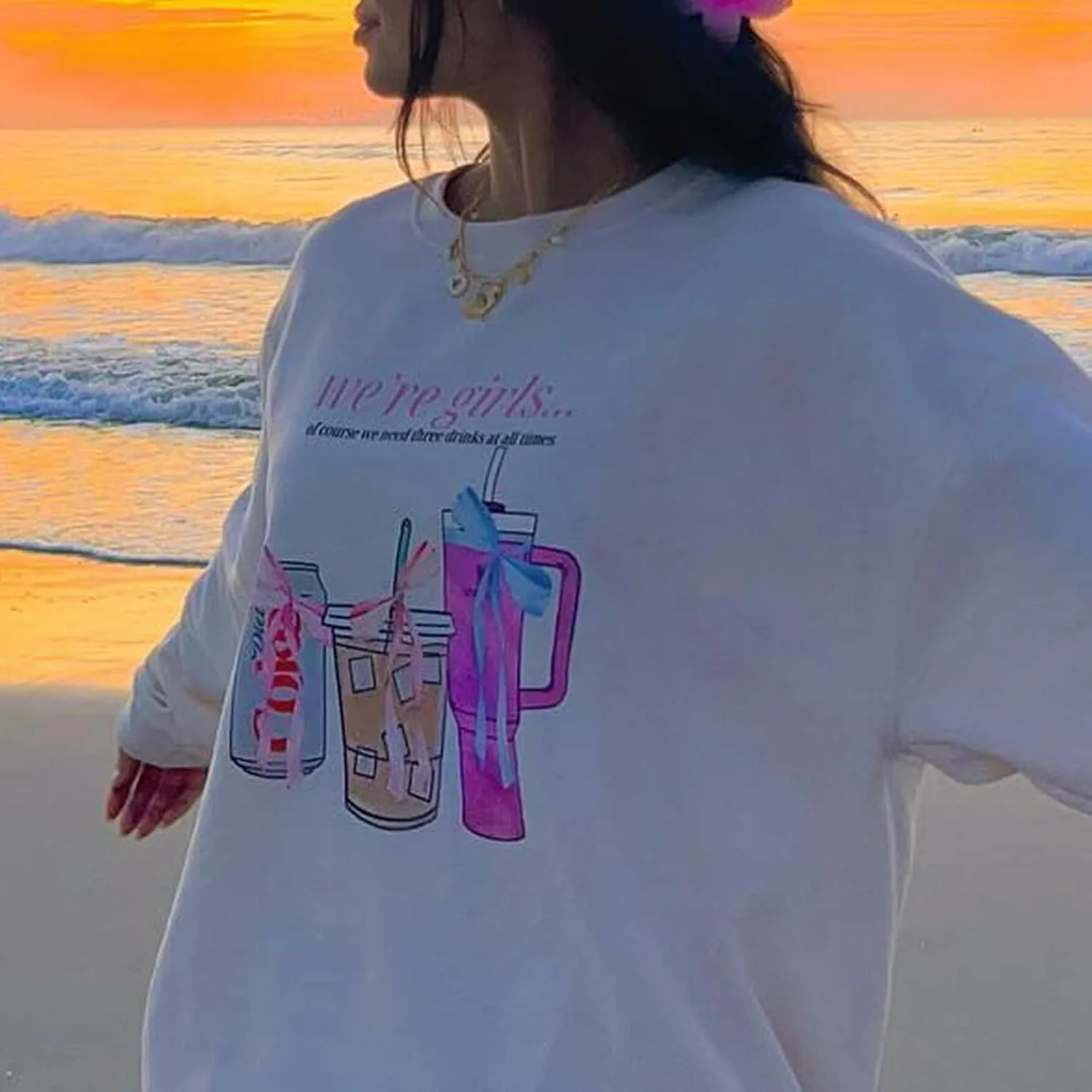 Women Y2K Oversized Sweatshirt Long Sleeve Crewneck Hoodies Cute Graphic Tee Shirts 2024 Fall Winter Pullover Tops