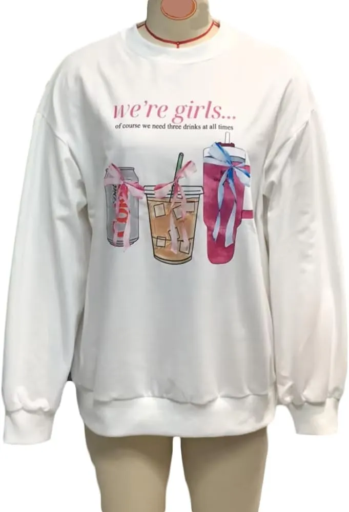 Women Y2K Oversized Sweatshirt Long Sleeve Crewneck Hoodies Cute Graphic Tee Shirts 2024 Fall Winter Pullover Tops