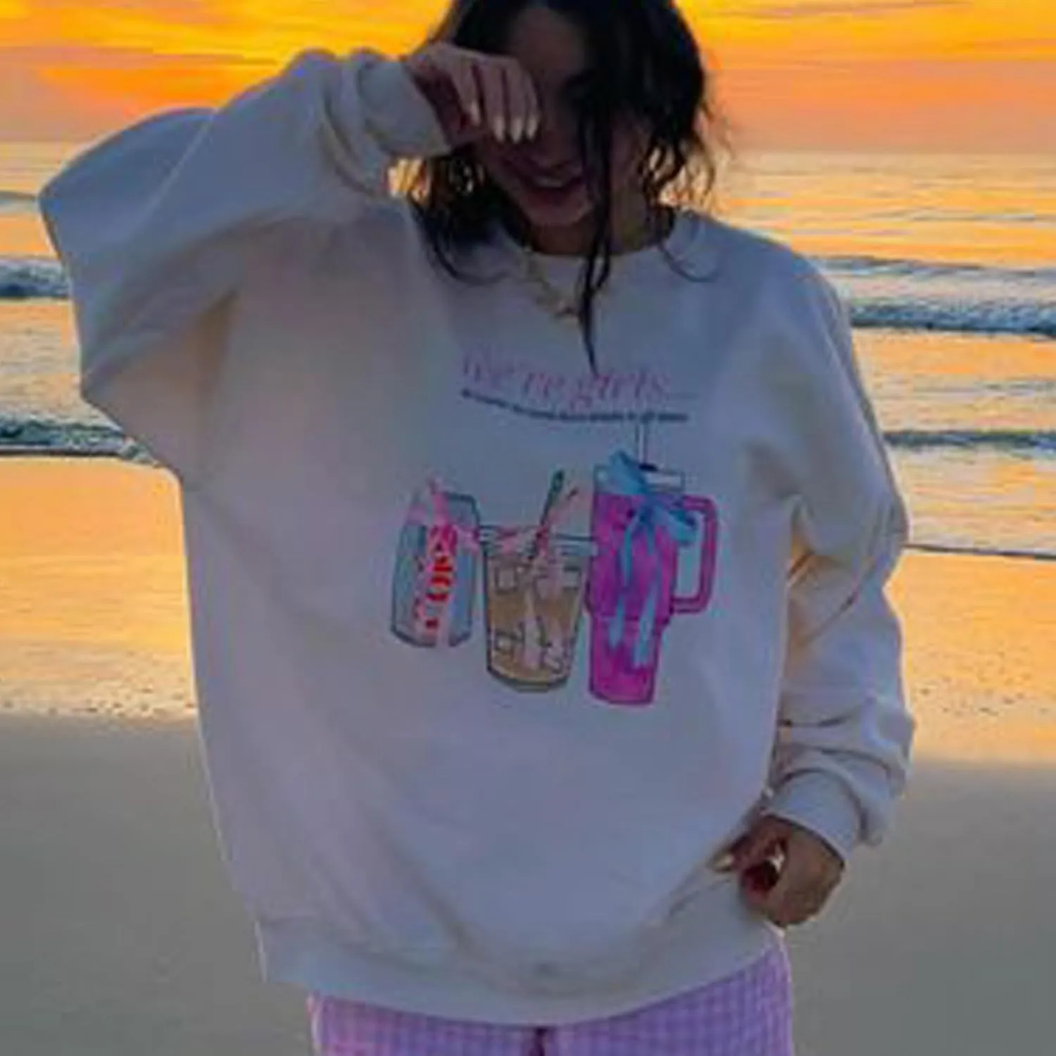 Women Y2K Oversized Sweatshirt Long Sleeve Crewneck Hoodies Cute Graphic Tee Shirts 2024 Fall Winter Pullover Tops