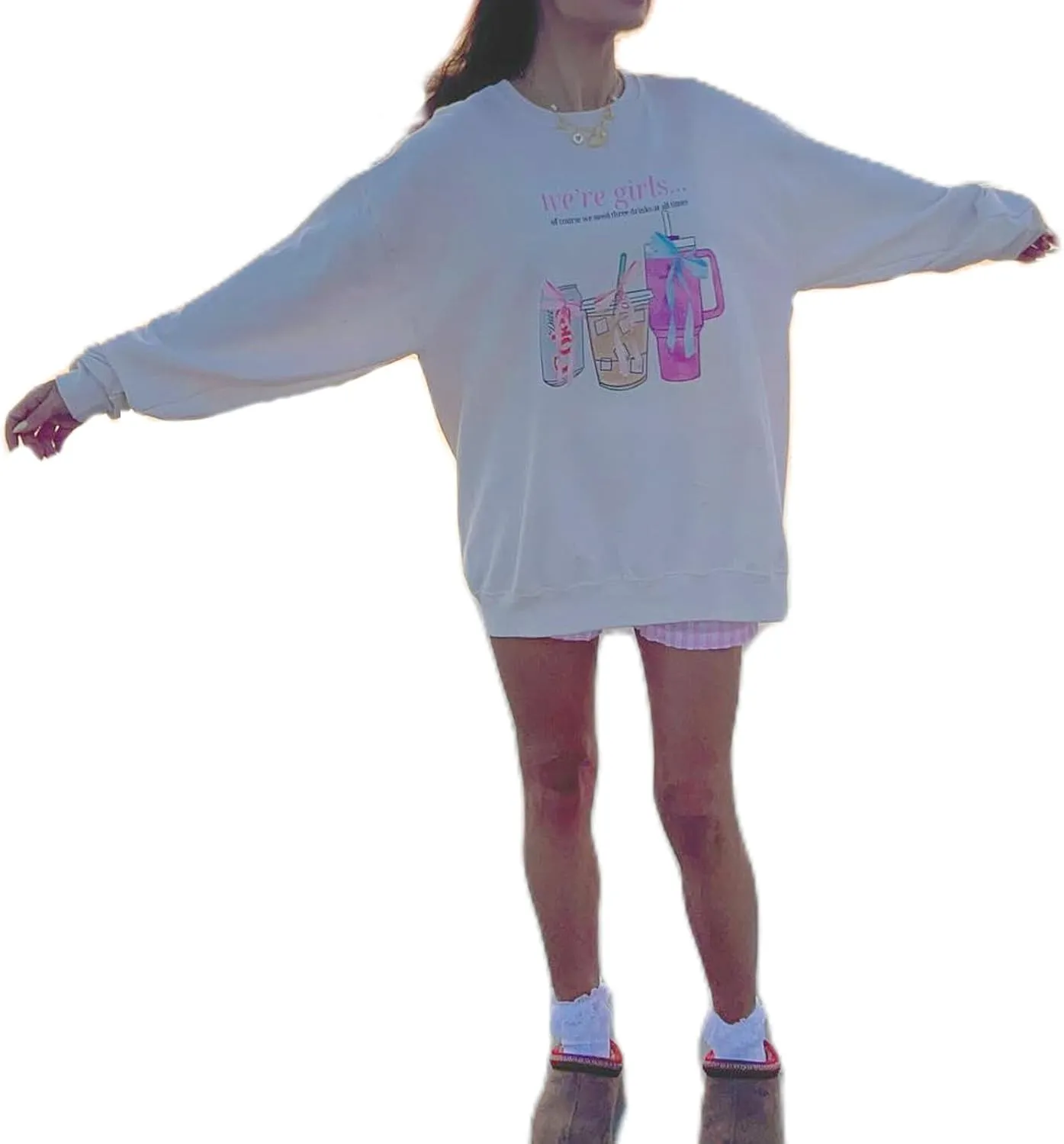 Women Y2K Oversized Sweatshirt Long Sleeve Crewneck Hoodies Cute Graphic Tee Shirts 2024 Fall Winter Pullover Tops