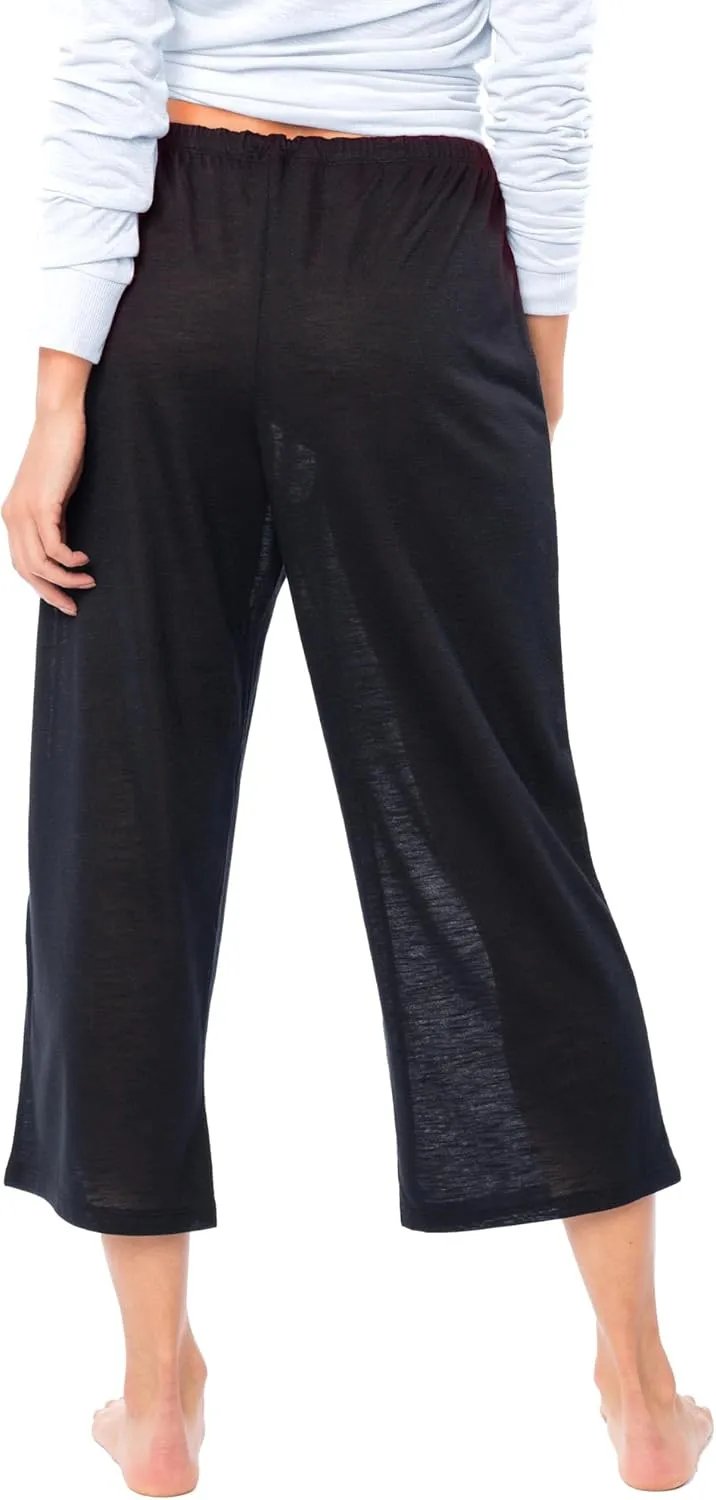 Women's 4 Pack Casual Active Relaxed Flowy Fit Capri Semi Sheer Cropped Bermuda Short Lounge Pants