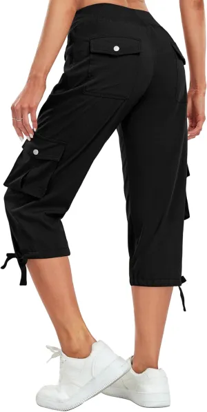 Women's Cargo Capris Pants Lightweight Quick Dry Hiking Pants Baggy Casual Outdoor Travel Cute Pants with 6 Pockets