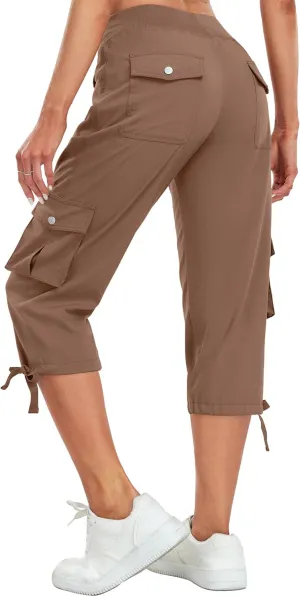 Women's Cargo Capris Pants Lightweight Quick Dry Hiking Pants Baggy Casual Outdoor Travel Cute Pants with 6 Pockets