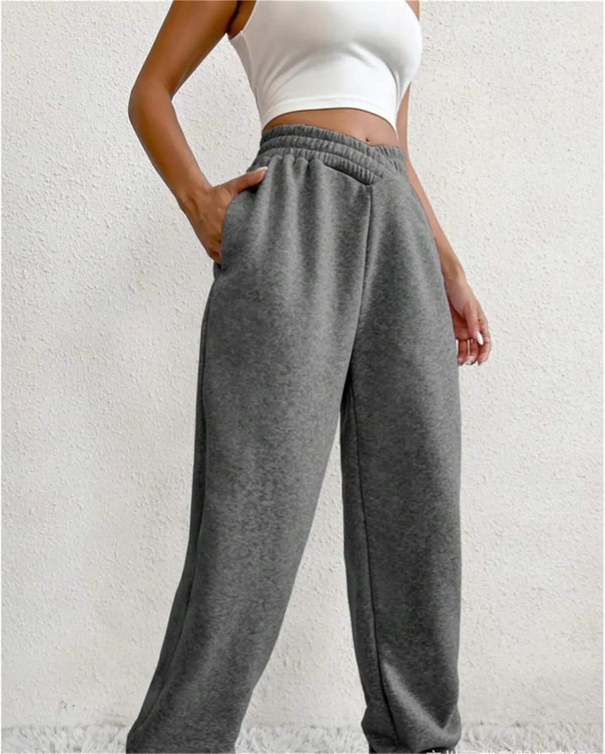 Womens Casual Pants V Crossover Waist Sweatpants Cinch Bottom Workout Trousers Baggy Y2K Jogger