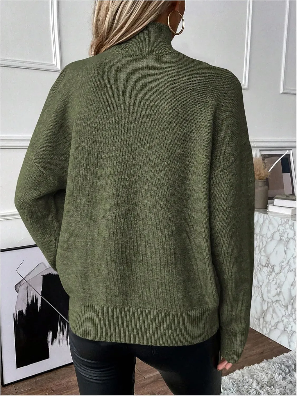 Women's Cold Shoulder Sweater Sexy Turtlneck Cut Out Pullover Sweater Casual Long Sleeve High Neck 2 in 1 Tops
