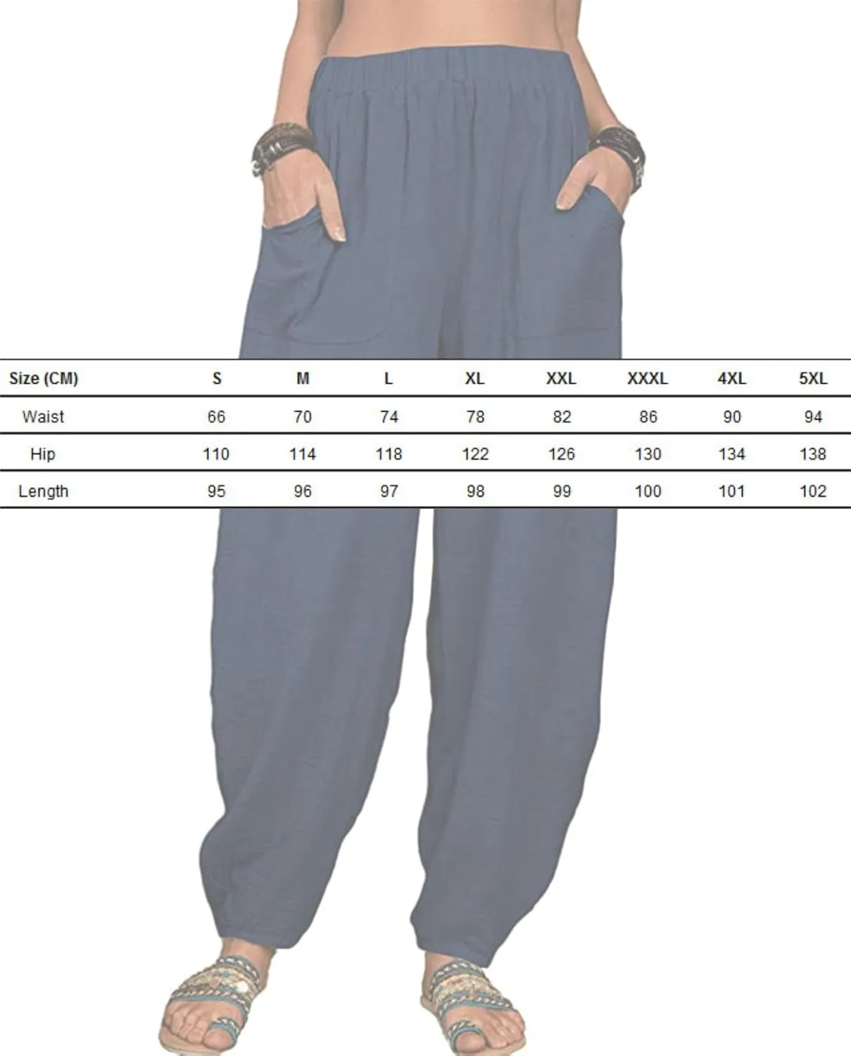 Womens Cotton Linen Harem Pants Lightweight Elastic Waist Wide Leg Yoga Pants Casual Loose Fit Trousers with Pockets