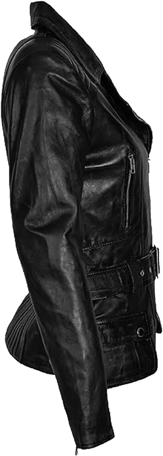 Womens Genuine Lambskin Leather Jacket | Classic rider leather jacket | Black Leather Jacket Women | Womens Leather Jacket