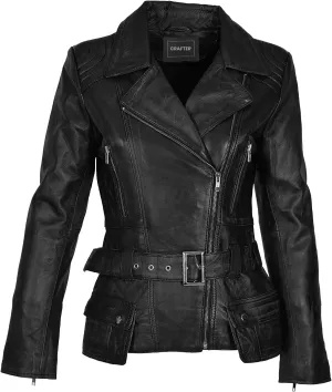 Womens Genuine Lambskin Leather Jacket | Classic rider leather jacket | Black Leather Jacket Women | Womens Leather Jacket