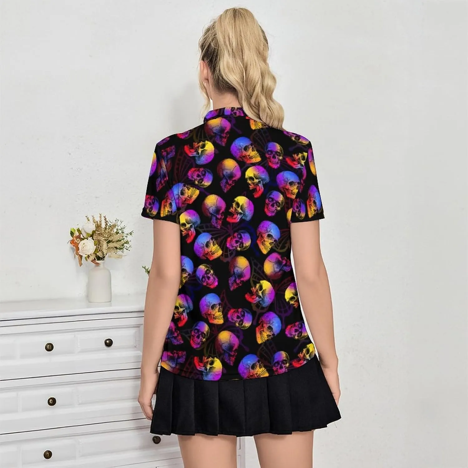 Women's Golf Polo Shirts Funny Short Sleeve Polo Shirts Quick Dry Tennis Tops Collared Golf Outfits Lightweight Workout Tops