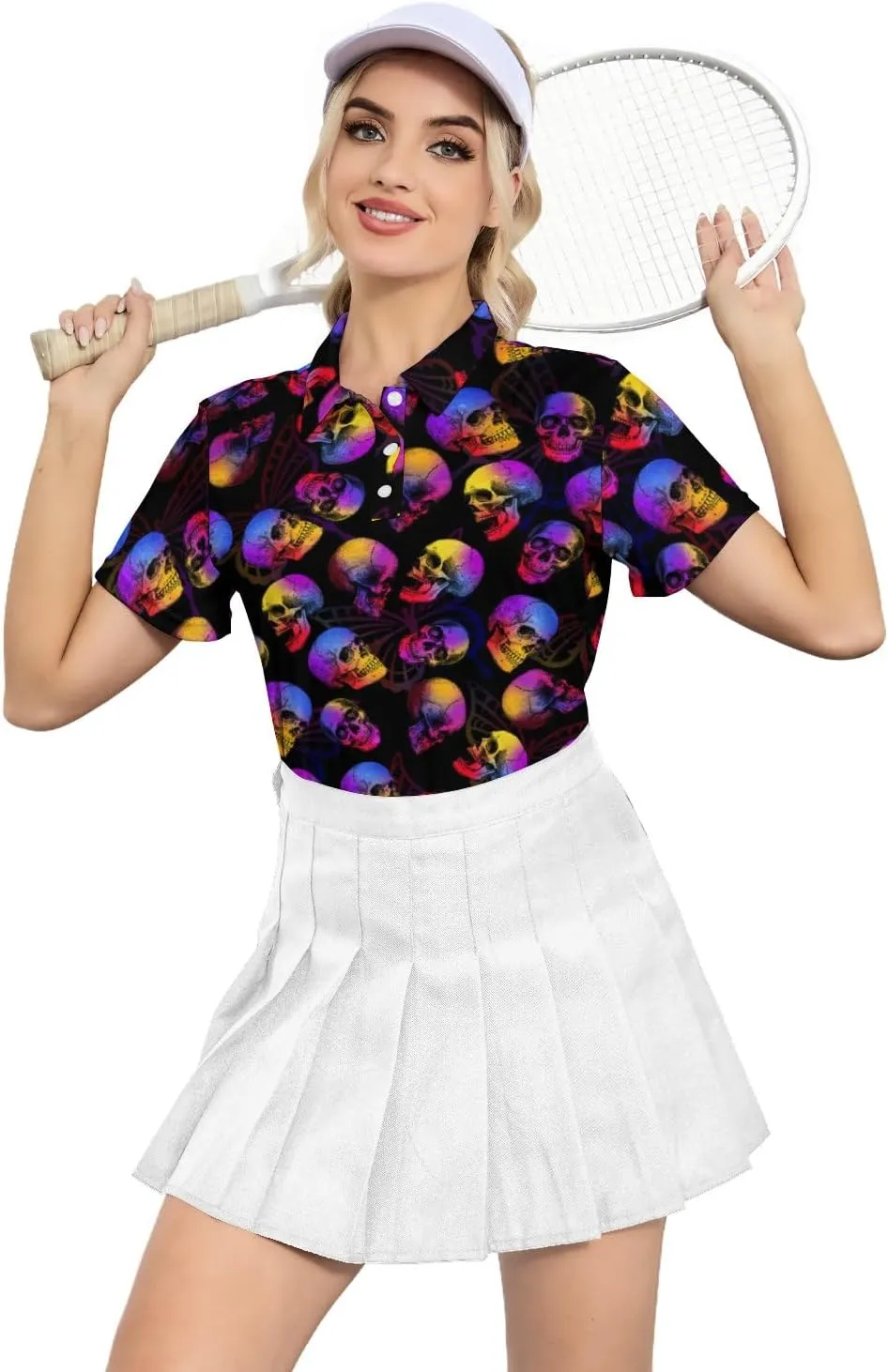 Women's Golf Polo Shirts Funny Short Sleeve Polo Shirts Quick Dry Tennis Tops Collared Golf Outfits Lightweight Workout Tops