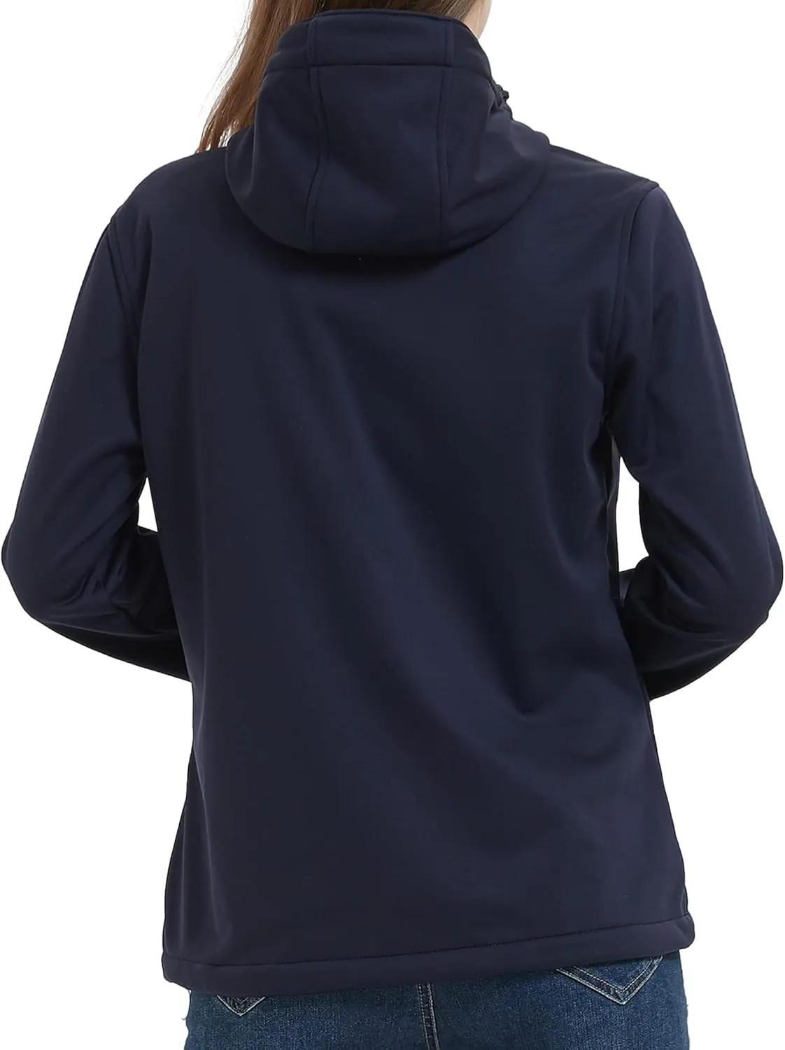 Women's Lightweight Softshell Jacket, Fleece Lined Hooded Windproof Coat Warm Jacket for Outdoor Running Hiking