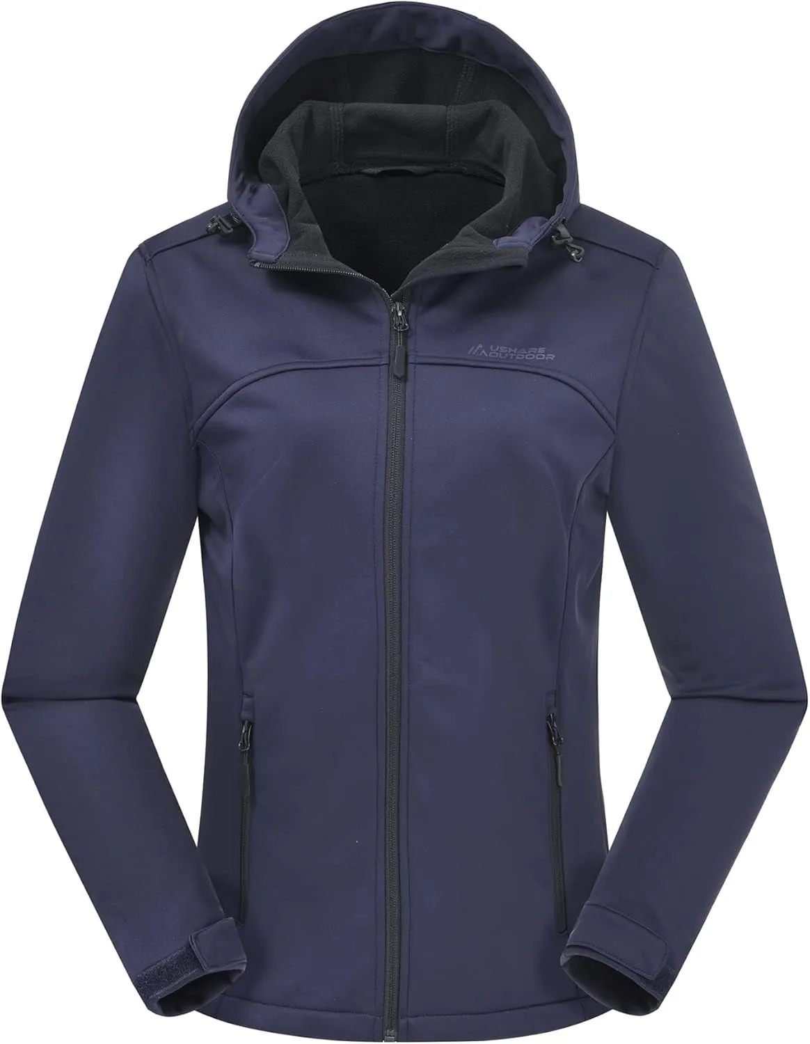 Women's Lightweight Softshell Jacket, Fleece Lined Hooded Windproof Coat Warm Jacket for Outdoor Running Hiking