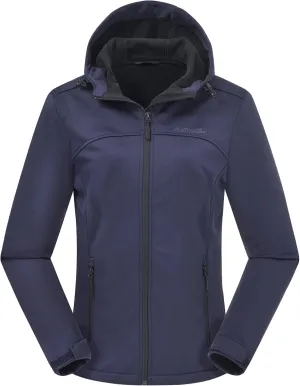 Women's Lightweight Softshell Jacket, Fleece Lined Hooded Windproof Coat Warm Jacket for Outdoor Running Hiking