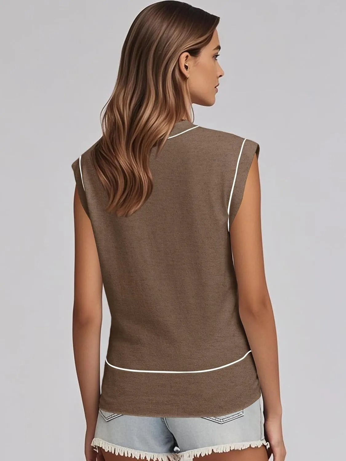 Women's Mock Neck Sleeveless Sweater Vest Casual Cap Sleeve Knit Pullover Tank Tops 2025 Summer Outfits