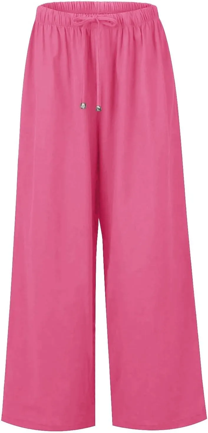 Women's Pants, Pants High Waisted Wide Leg Cotton Linen Straight Lightweight Sweatpants